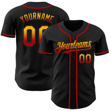 Laden Sie das Bild in den Galerie-Viewer, Custom Black Gold-Red Authentic Fade Fashion Baseball Jersey