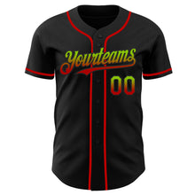Laden Sie das Bild in den Galerie-Viewer, Custom Black Neon Green-Red Authentic Fade Fashion Baseball Jersey