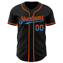 Laden Sie das Bild in den Galerie-Viewer, Custom Black Orange-Electric Blue Authentic Fade Fashion Baseball Jersey