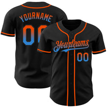 Laden Sie das Bild in den Galerie-Viewer, Custom Black Orange-Electric Blue Authentic Fade Fashion Baseball Jersey