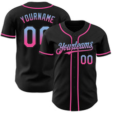 Laden Sie das Bild in den Galerie-Viewer, Custom Black Light Blue-Pink Authentic Fade Fashion Baseball Jersey