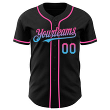 Laden Sie das Bild in den Galerie-Viewer, Custom Black Pink-Sky Blue Authentic Fade Fashion Baseball Jersey
