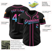 Laden Sie das Bild in den Galerie-Viewer, Custom Black Pink-Sky Blue Authentic Fade Fashion Baseball Jersey