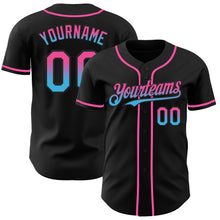 Laden Sie das Bild in den Galerie-Viewer, Custom Black Pink-Sky Blue Authentic Fade Fashion Baseball Jersey