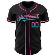 Laden Sie das Bild in den Galerie-Viewer, Custom Black Pink-Aqua Authentic Fade Fashion Baseball Jersey