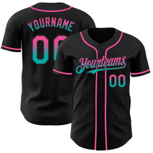 Laden Sie das Bild in den Galerie-Viewer, Custom Black Pink-Aqua Authentic Fade Fashion Baseball Jersey
