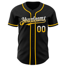Laden Sie das Bild in den Galerie-Viewer, Custom Black White-Gold Authentic Fade Fashion Baseball Jersey