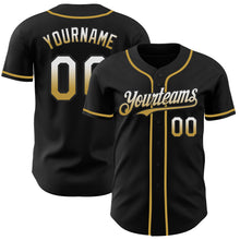 Laden Sie das Bild in den Galerie-Viewer, Custom Black White-Old Gold Authentic Fade Fashion Baseball Jersey