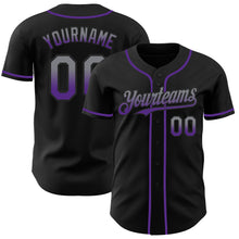 Laden Sie das Bild in den Galerie-Viewer, Custom Black Gray-Purple Authentic Fade Fashion Baseball Jersey