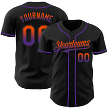 Laden Sie das Bild in den Galerie-Viewer, Custom Black Orange-Purple Authentic Fade Fashion Baseball Jersey