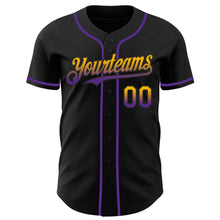 Laden Sie das Bild in den Galerie-Viewer, Custom Black Gold-Purple Authentic Fade Fashion Baseball Jersey