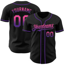 Laden Sie das Bild in den Galerie-Viewer, Custom Black Pink-Purple Authentic Fade Fashion Baseball Jersey
