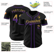 Laden Sie das Bild in den Galerie-Viewer, Custom Black Old Gold-Purple Authentic Fade Fashion Baseball Jersey