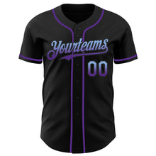 Laden Sie das Bild in den Galerie-Viewer, Custom Black Light Blue-Purple Authentic Fade Fashion Baseball Jersey