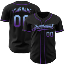 Laden Sie das Bild in den Galerie-Viewer, Custom Black Light Blue-Purple Authentic Fade Fashion Baseball Jersey