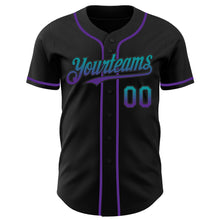 Laden Sie das Bild in den Galerie-Viewer, Custom Black Teal-Purple Authentic Fade Fashion Baseball Jersey