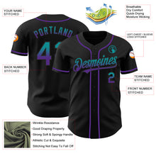 Laden Sie das Bild in den Galerie-Viewer, Custom Black Teal-Purple Authentic Fade Fashion Baseball Jersey