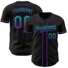 Laden Sie das Bild in den Galerie-Viewer, Custom Black Teal-Purple Authentic Fade Fashion Baseball Jersey