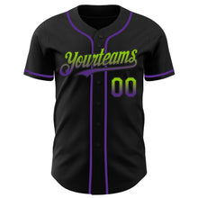 Laden Sie das Bild in den Galerie-Viewer, Custom Black Neon Green-Purple Authentic Fade Fashion Baseball Jersey
