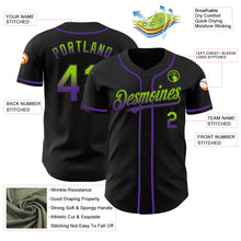 Laden Sie das Bild in den Galerie-Viewer, Custom Black Neon Green-Purple Authentic Fade Fashion Baseball Jersey