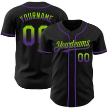 Laden Sie das Bild in den Galerie-Viewer, Custom Black Neon Green-Purple Authentic Fade Fashion Baseball Jersey