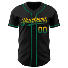 Laden Sie das Bild in den Galerie-Viewer, Custom Black Gold-Kelly Green Authentic Fade Fashion Baseball Jersey