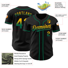 Laden Sie das Bild in den Galerie-Viewer, Custom Black Gold-Kelly Green Authentic Fade Fashion Baseball Jersey