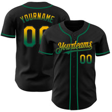 Laden Sie das Bild in den Galerie-Viewer, Custom Black Gold-Kelly Green Authentic Fade Fashion Baseball Jersey