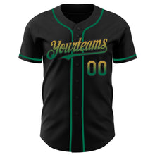 Laden Sie das Bild in den Galerie-Viewer, Custom Black Old Gold-Kelly Green Authentic Fade Fashion Baseball Jersey