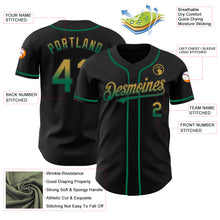 Laden Sie das Bild in den Galerie-Viewer, Custom Black Old Gold-Kelly Green Authentic Fade Fashion Baseball Jersey