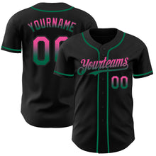 Загрузить изображение в средство просмотра галереи, Custom Black Pink-Kelly Green Authentic Fade Fashion Baseball Jersey
