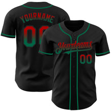 Laden Sie das Bild in den Galerie-Viewer, Custom Black Red-Kelly Green Authentic Fade Fashion Baseball Jersey