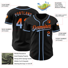 Laden Sie das Bild in den Galerie-Viewer, Custom Black Orange-Light Blue Authentic Fade Fashion Baseball Jersey