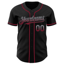 Laden Sie das Bild in den Galerie-Viewer, Custom Black Gray-Crimson Authentic Fade Fashion Baseball Jersey