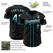 Laden Sie das Bild in den Galerie-Viewer, Custom Black White-Teal Authentic Fade Fashion Baseball Jersey