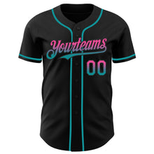 Laden Sie das Bild in den Galerie-Viewer, Custom Black Pink-Teal Authentic Fade Fashion Baseball Jersey