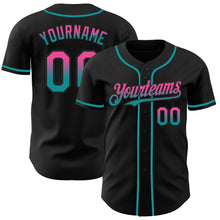 Laden Sie das Bild in den Galerie-Viewer, Custom Black Pink-Teal Authentic Fade Fashion Baseball Jersey