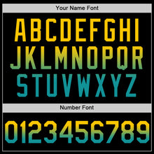 Load image into Gallery viewer, Custom Black Yellow-Teal Authentic Fade Fashion Baseball Jersey