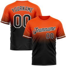 Load image into Gallery viewer, Custom Orange Black-White Fade Fashion Performance T-Shirt