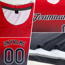 Load image into Gallery viewer, Custom Red White-Navy Fade Fashion Performance T-Shirt