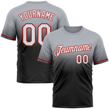 Load image into Gallery viewer, Custom Gray Black-Red Fade Fashion Performance T-Shirt