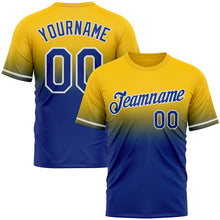 Load image into Gallery viewer, Custom Yellow Royal-White Fade Fashion Performance T-Shirt
