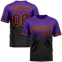 Load image into Gallery viewer, Custom Purple Black-Orange Fade Fashion Performance T-Shirt