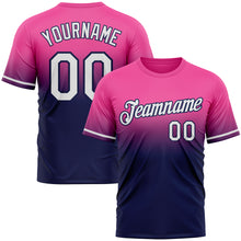 Загрузить изображение в средство просмотра галереи, Custom Pink White-Navy Fade Fashion Performance T-Shirt