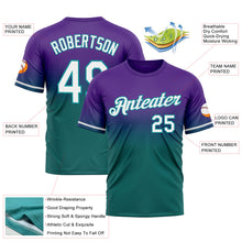 Load image into Gallery viewer, Custom Purple White-Teal Fade Fashion Performance T-Shirt