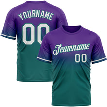 Load image into Gallery viewer, Custom Purple White-Teal Fade Fashion Performance T-Shirt