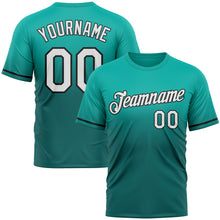Загрузить изображение в средство просмотра галереи, Custom Aqua Teal-Black Fade Fashion Performance T-Shirt