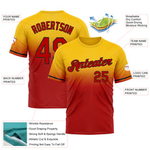 Load image into Gallery viewer, Custom Yellow Red-Black Fade Fashion Performance T-Shirt