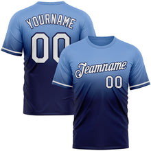 Загрузить изображение в средство просмотра галереи, Custom Powder Blue White-Navy Fade Fashion Performance T-Shirt