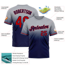 Laden Sie das Bild in den Galerie-Viewer, Custom Gray Red-Navy Fade Fashion Performance T-Shirt